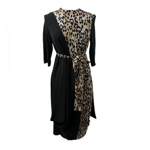 Lilia Stogova Dress with Leopard Print Women's Tie-Waist Dress 40/10